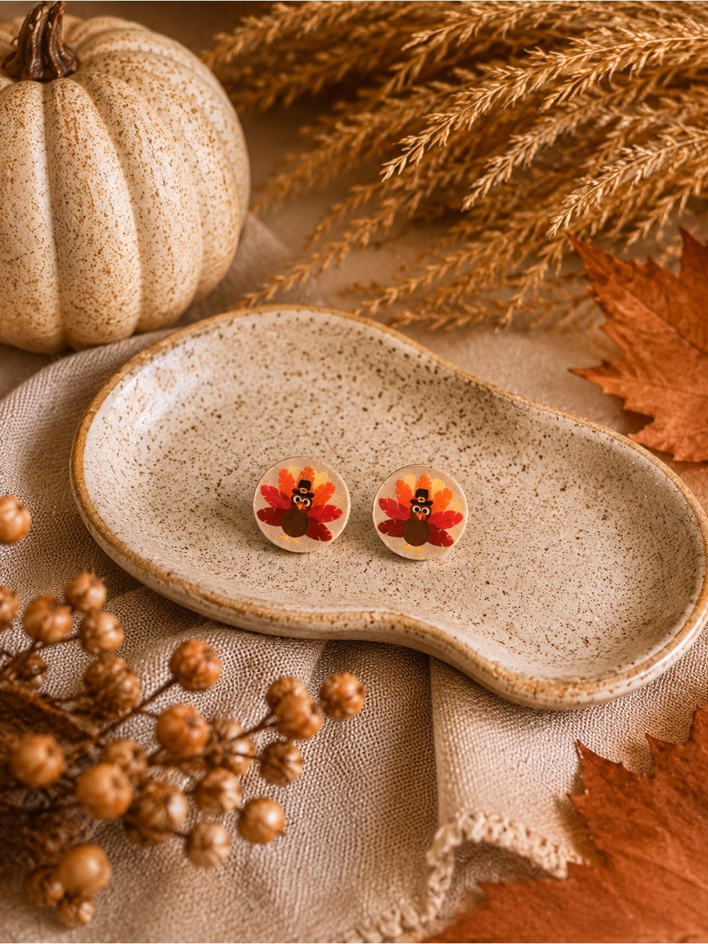 Thanksgiving Turkey Wooden Earrings